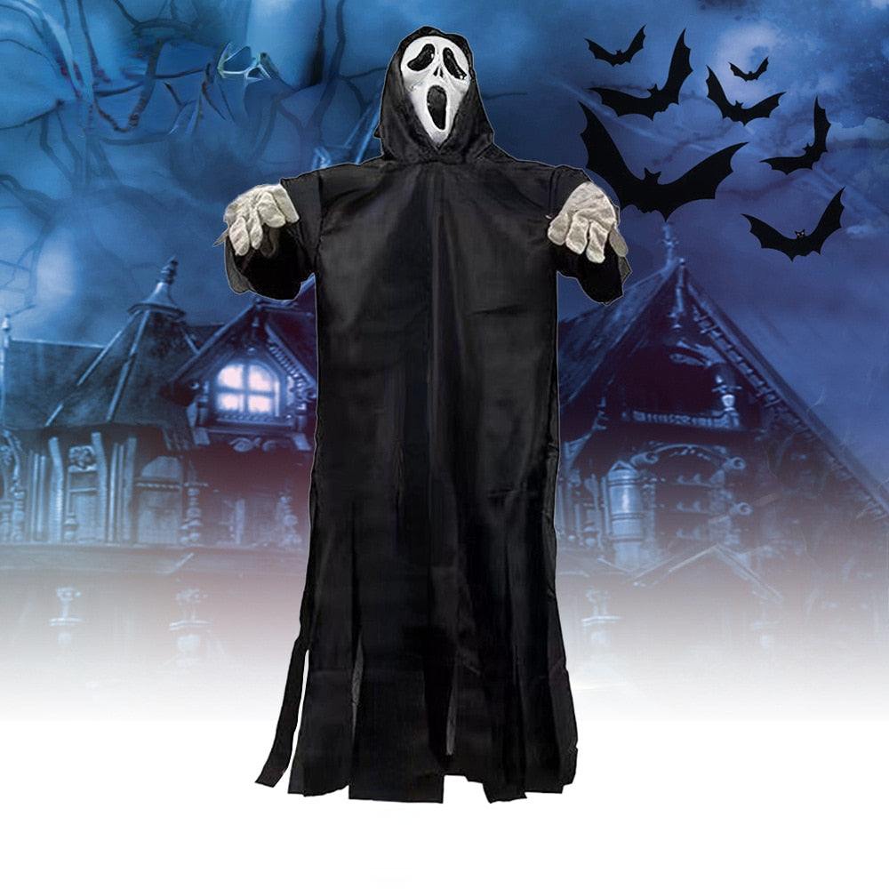 Garden Grim Reaper Ghostface Scarecrow Yard Art Hanging Scary Scream Ghost Halloween Scream Ghostface Scarecrow Outdoor Decor