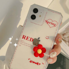 Little Red Flower silicone phone case cute shell capa for iphone 11 12 mini pro max 7 8 plus xs max x xr flower cover conque