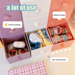 Japanese Cute Storage Box Small Drawer Square Splicing Desktop Storage Stacking Box Container Kids Toys Organizer Desk Organizer