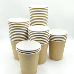White Paper Hot Cups Kraft Paper Cup - Coffee Cups Coffee Cups For Home Travel Sleeve Hot Drink Cups with Lids Straws  9 oz