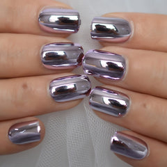 Matt Black Fake Nails Visible Trails of Planets Faux Ongle Square Press On Finger Manicure with Adhesive Tabs 24