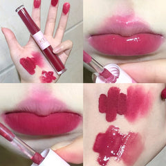 Yickyue 2 In 1 Dual Head Ultralight Misty Velvet Lip Gloss Non-cracking Makeup Lip Mud Long-Lasting Waterproof Matte Lipstick