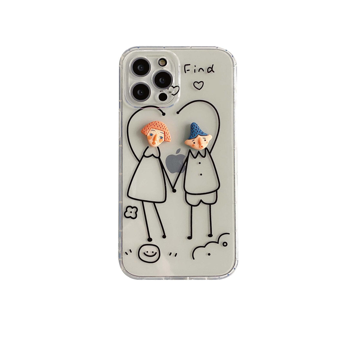 Handmade diy funny boy and girl 3d phone case for iphone 11 12 mini pro max xsmax x xr 8 7 plus silicone cover cute capa shell