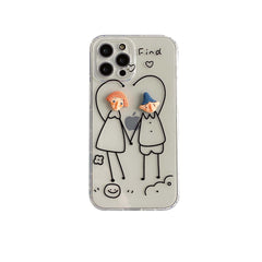 Handmade diy funny boy and girl 3d phone case for iphone 11 12 mini pro max xsmax x xr 8 7 plus silicone cover cute capa shell