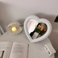 Korean Style Cute Pink Love Makeup Mirror Wall Mount Stand Dual-purpose Dormitory Photo Vanity Mirror Pendulum Props