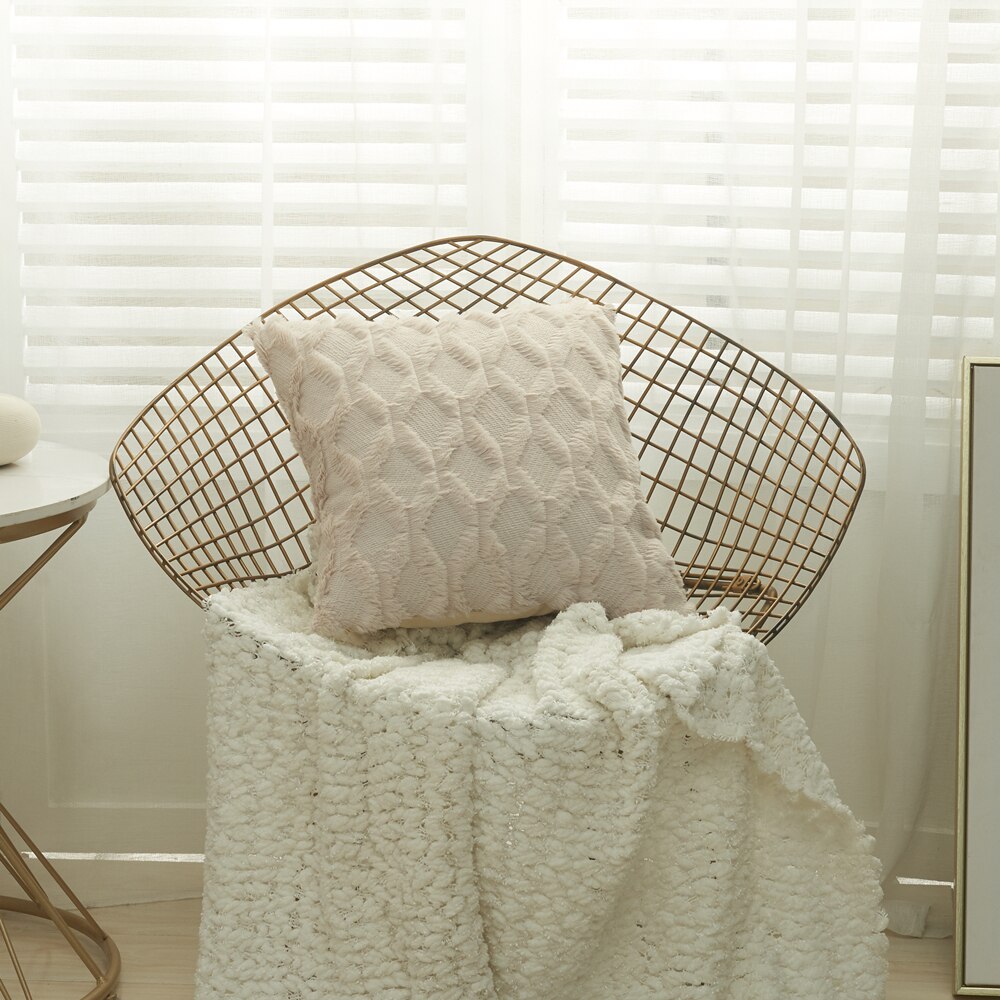3D Rhombus Plush Pillow Cover Geometric Decorative Throw Pillow Case Soft Cozy Bed Sofa Cushion Cover Faux Fur Nordic Home Decor