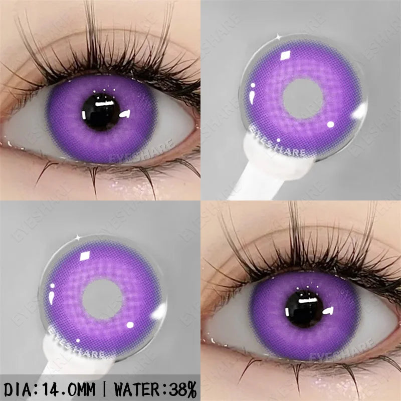 YICKYUE  1 Pair Purple Lenses for Eyes Color Contacts Lens Anime Pink Lenses Blue Pupils for Eyes Y2K Lenses for Natural Eyes