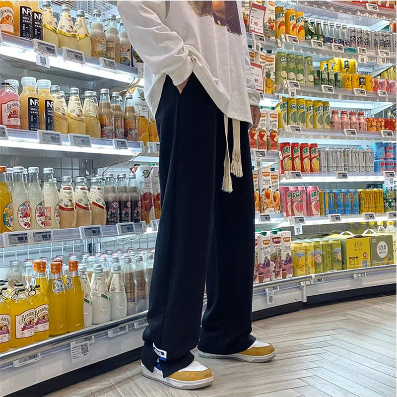 Hearujoy High Street Klein Blue Casual Pants For Men Spring Student Sports Sweatpants Fashion Trendy Wide Leg Straight Trouser Streetwear