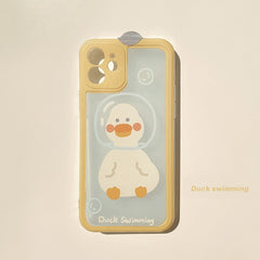 Duck swimming cute cartoon silicone phone case for iphone 12 mini 11 pro max xsmax 7 8 plus x xr lovely animal conque cover