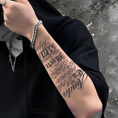 YICKYUE  -  5pc Flower Body Word Temporary Tattoo Sticker Semi Permanent Herbal Juice English Big Picture Arm Man Chest Thigh Art Fake Tatto