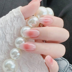 24PCS Nail Set Acrylic Halos Stain Nail Patch Sweet Paragraph Removable Manicure Glue Type False Nail Patch Free Shipping