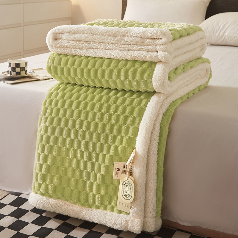 Yickyue INS Wind Lamb Fleece Blanket Napping Blanket Thickened Coral Milk Velvet Double Sided Office Cover Bed Sofa Blanket Winter Warm
