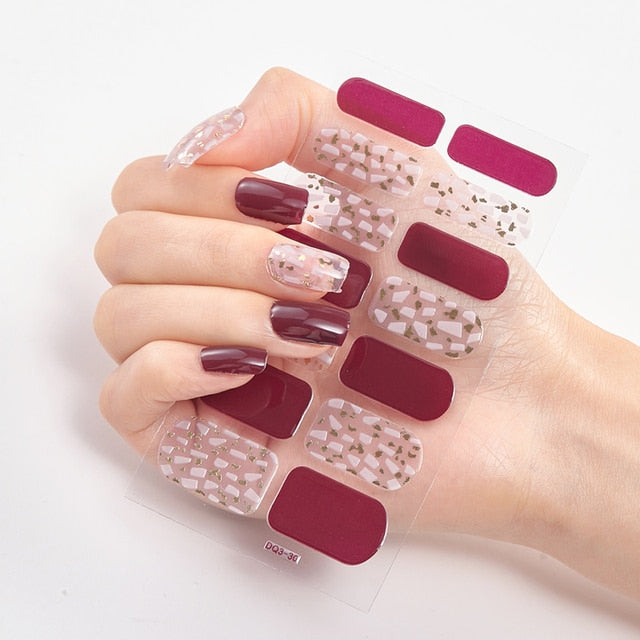New Year Patterned Nail Decor Nail Polish Nail Art Stickers Full Beauty Sticker for Nails Nail Accesoires Christmas Nail Sticker