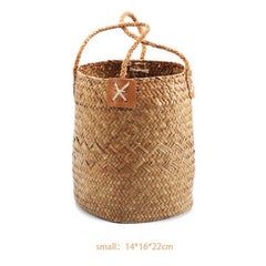 Multifunction Handmade Rattan Weave Clothes Storage Basket Bathroom Garden Home Decorate Organizer Bag Decoration Flower Basket