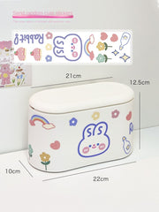 Nordic Desktop Trash Can Organizer Japanese Cute Bomb Cover Press Storage Box Double-layer Paper Basket Storage Bucket Kawaii