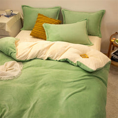 Fashion Simple Solid Color Duvet Cover Soft Cozy Flannel Winter Quilt Cover Velvet Warm Thick Comforter Cover 180x220cm