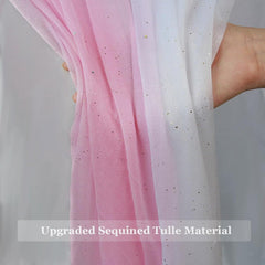 YICKYUE  Albassa Table Skirts for Rectangle or Round Tables Pink Tulle TableCloth with 3D Butterfly for Princess Shower Birthday Party Decorations 9ft*H 30inPink