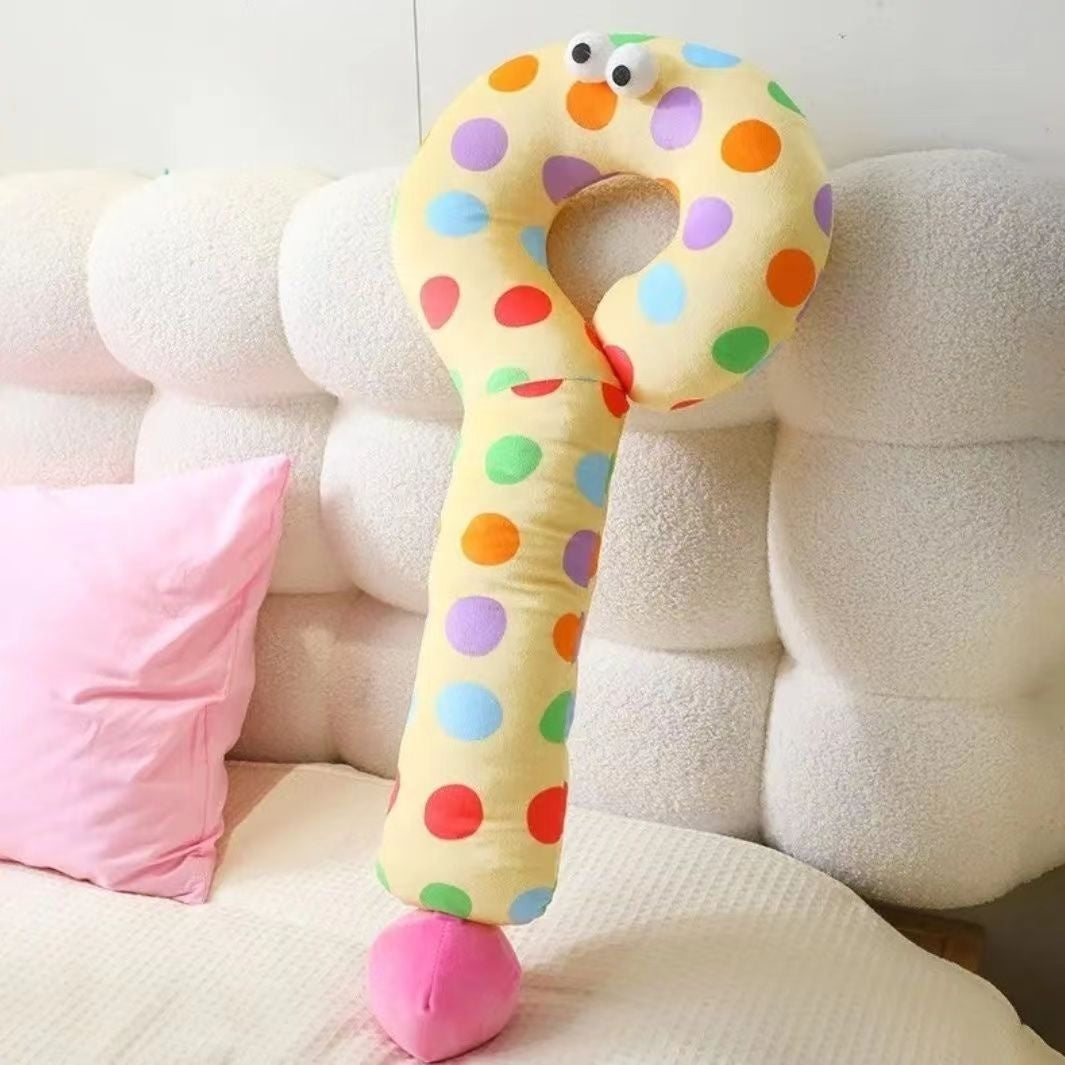 YICKYUE  -  95cm Cartoon Question Mark Dopamine U-shaped Neck Pillow Creative Kawaii Polka Dot Home Sofa Bedroom Soft Cushion Children Gift