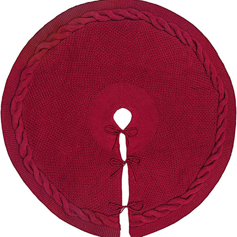 YICKYUE  -  NEW 48inch 122cm Christmas Knitted Tree Skirt Red Milk White Knitted Christmas Tree Apron Christmas Tree Skirt Decoration