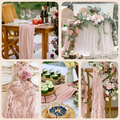 YICKYUE  -  10pcs Voile Cheesecloth Table Runner Wedding Semi-Sheer Gauze Dining Table Decoration for Party Banquet Arches Draping Fabric