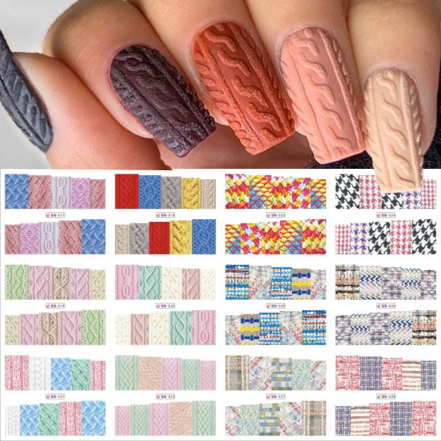 12pcs Christmas Cartoon Nail Art Stickers Water Decals Winter Santa Claus Nail Sliders Foils New Year Decorations TRA1165-1176