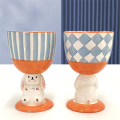 YICKYUE  -  Heal The Rabbit Cartoon Goblet Cute Hand-painted Three-dimensional Hand Pinch Mugs Irregular Large Capacity Coffee Cups