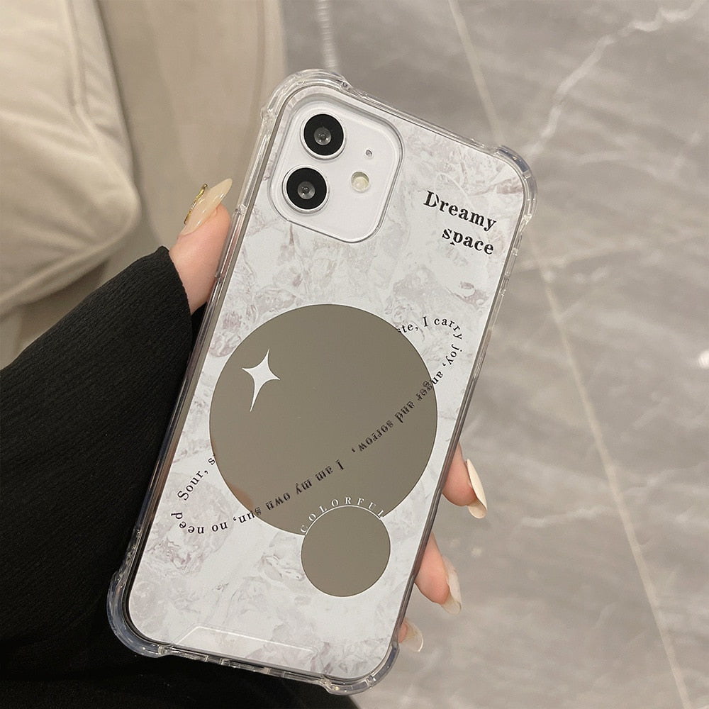 3D mirror sapce dream soft silicone phone case for iphone 13 mini 11 pro max 12 7 8 plus x xr xs max cute protective cover