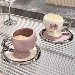 Yickyue AhunderJiaz Modern High Beauty Ceramic Coffee Cup Set Cute Dish Set Combination Latte Mug Free Shipping