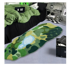 YICKYUE  -  Green Forest Lake Sofa Tufted Rug Home Long Soft Carpet For Bedroom Thick Anti-Slip Bath Mat Machine Washable Kitchen Carpet