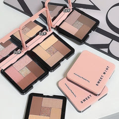 YICKYUE  -  5-Color Shiny Eye Shadow Palette Gliiter Matte Korean Makeup Nude Brown Low Saturation Waterproof Rouge Contour Shadow Palette