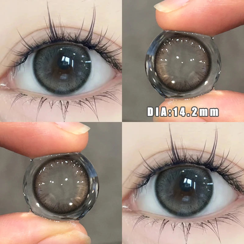 YICKYUE  -  2pcs/pair New Color Contact Lenses  for Eyes 1 Pair Fashion Black Eye Color Lenses With Diopters 0 to -8.00 Yearly