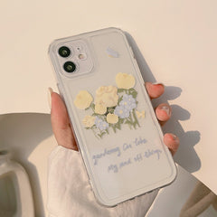 Oil painting roses flower silicone clear cute phone case for iphone 7 8 plus x xr xs max 11 12 mini pro max cover capa shell