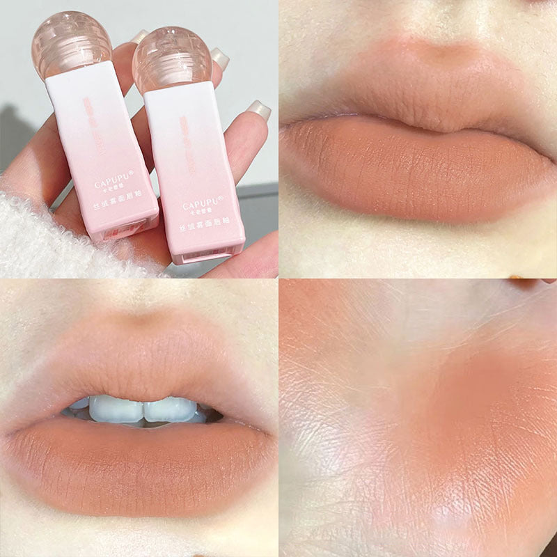YICKYUE  -  Matte Velvet Lip Glaze Summer Lovely Lip Mud Matte Lipstick Pink Red Lip Gloss Tint Waterproof Non-Stick Cup Korean Cosmetic New