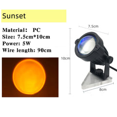W&G Sunset Light Rotatable Mini Photo Projection Light Light Light for Girls' bedroom Atmosphere Sunset Rainbow Making Machine