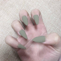 24Pcs Full Cover press on Pointed Head Scrub Fresh Temperament Orange false nails matte Wearable Stiletto Fake Nails with Glue
