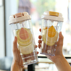 Yickyue 320/520ML Straw Cup Plastic Leakproof Water Bottle with Straw Lid Reusable Large Capacity Couple Cup Fashion Drinking Cup