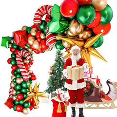 Yickyue 97 Pcs Christmas Balloon Garland Arch Kit Gift Box Exploding Star Foil Balloons Christmas Party Decorations DIY Balloon New Year
