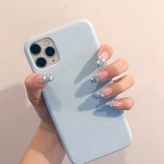 24pcs press on nails coffin Blue Clouds  Wear Long Paragraph Fashion Manicure Patch False Nails Save Time Wearable Nail Patch TY