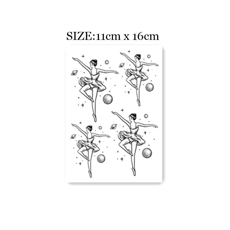 Waterproof Temporary Tattoo Sticker Black White Ballet Dancer Design Body Art Fake Tattoo Flash Tattoo Back Female
