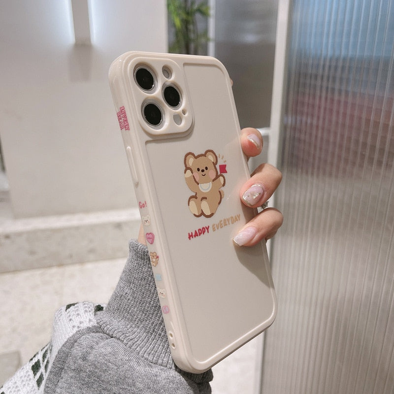 Hot sale for iphone 13 11 pro max 7 8 plus xsmax x xr 12 mini silicone cute flag bead cartoon phone case cover capa couple shell
