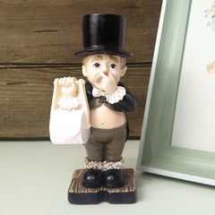 YICKYUE  -  Creative Spoof Paper Holder Statue Cute Funny Decorative Resin Butler Shape Tissue Stand Rack Sculpture for Toilet Decoration