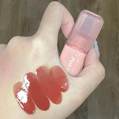 Yickyue 1PC Cute Donut Mirror Lip Glaze Gloss Moisturizing Sexy Red Lip Tint Lipstick Lasting Waterproof Nonstick Cup Lip Gloss Cosmetic