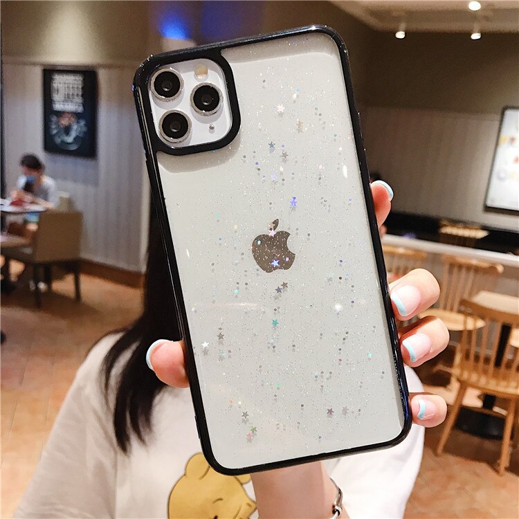 Luxury Star Glitter Clear Silicone Shockproof Case For iPhone 12 11 Pro Max Mini X Xs XR 7 8 Plus SE 2 Sequins Transparent Cover