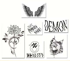 6 Sheets The Darkness Series Black Neck Temporary Tattoo Stickers Dark Wing Fake Tattos Body Art Waterproof Skull Tatoo Decals