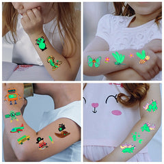 Day Of The Dead Luminous Tattoo Sticker Guitar Skull Sticker On Face Arm Leg Children Body Art Waterproof Temporary Tattoo