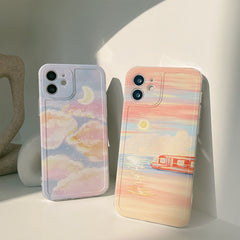 Beautiful landscape phone case for iphone 7 8 plus xs max x xr se  12 mini 11 pro max soft silicone painting scenery cover
