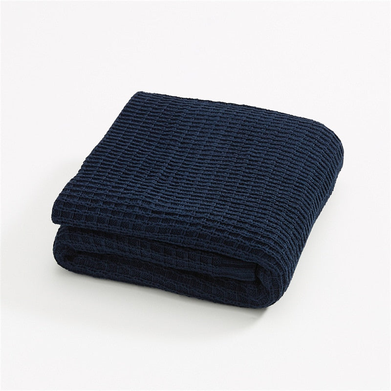 Yickyue Waffle Plaid Knitted Blanket Nordic Solid Color Throw Blanket Sofa Nap Cover Bedspread Shawl Portable Blanket Home Textile
