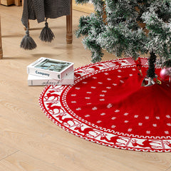 YICKYUE  -  Creative Christmas Atmosphere Tree Skirt Snowflake Deer Knitted Christmas Tree Apron Christmas Tree Skirt Decorations Props
