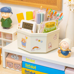 360° Rotating Organizer Pen Holder Storage Box for Pencil Multi-fun Students Desktop Organizar Plastic Pencil Pens Storage Box