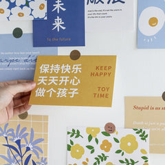W&G 15pcs Kawaii Wall Cards Happy Mood Series Home Decorative Cards Wall Bedroom Postcard Wall Stickers Home Decoration